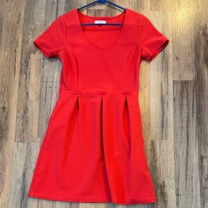 Madewell Sz 8 Red Scoop Neck Fit-and-Flare Dress
